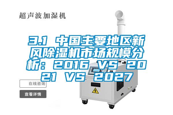 3.1 中国主要地区新风除湿机市场规模分析：2016 VS 2021 VS 2027