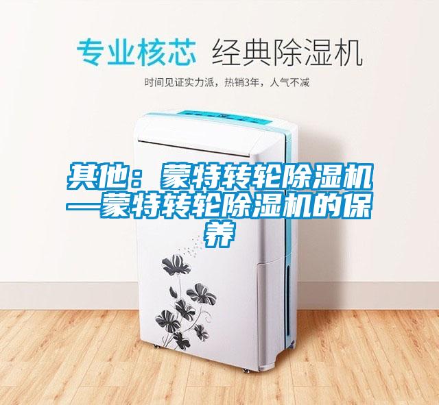 其他：蒙特转轮除湿机—蒙特转轮除湿机的保养