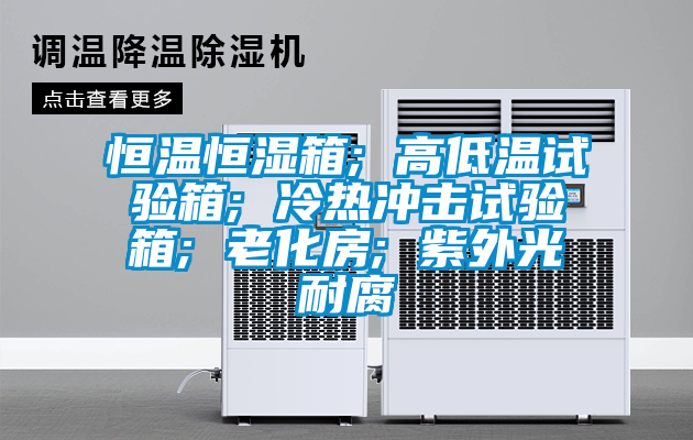 恒温恒湿箱; 高低温试验箱; 冷热冲击试验箱; 老化房; 紫外光耐腐