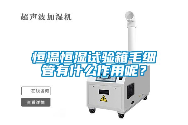 恒温恒湿试验箱毛细管有什么作用呢？