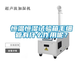 知识百科恒温恒湿试验箱毛细管有什么作用呢？