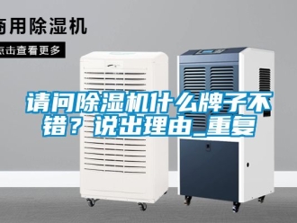 行业新闻请问除湿机什么牌子不错？说出理由_重复
