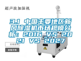 常见问题3.1 中国主要地区新风除湿机市场规模分析：2016 VS 2021 VS 2027